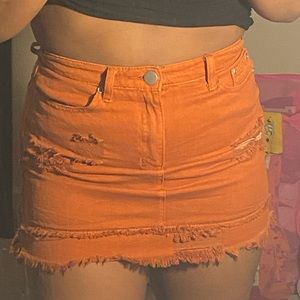 Burnt orange denim skirt